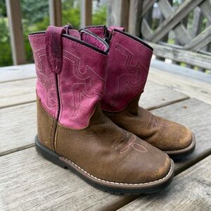 Shyanne toddler girls cowgirl boots - size 9 - Pink and Brown Cowboy Boots